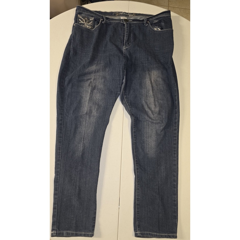 No Fuze Women's Denim Jeans Size 20 Classic Embroidered Medium Blue Jeans‎ -177